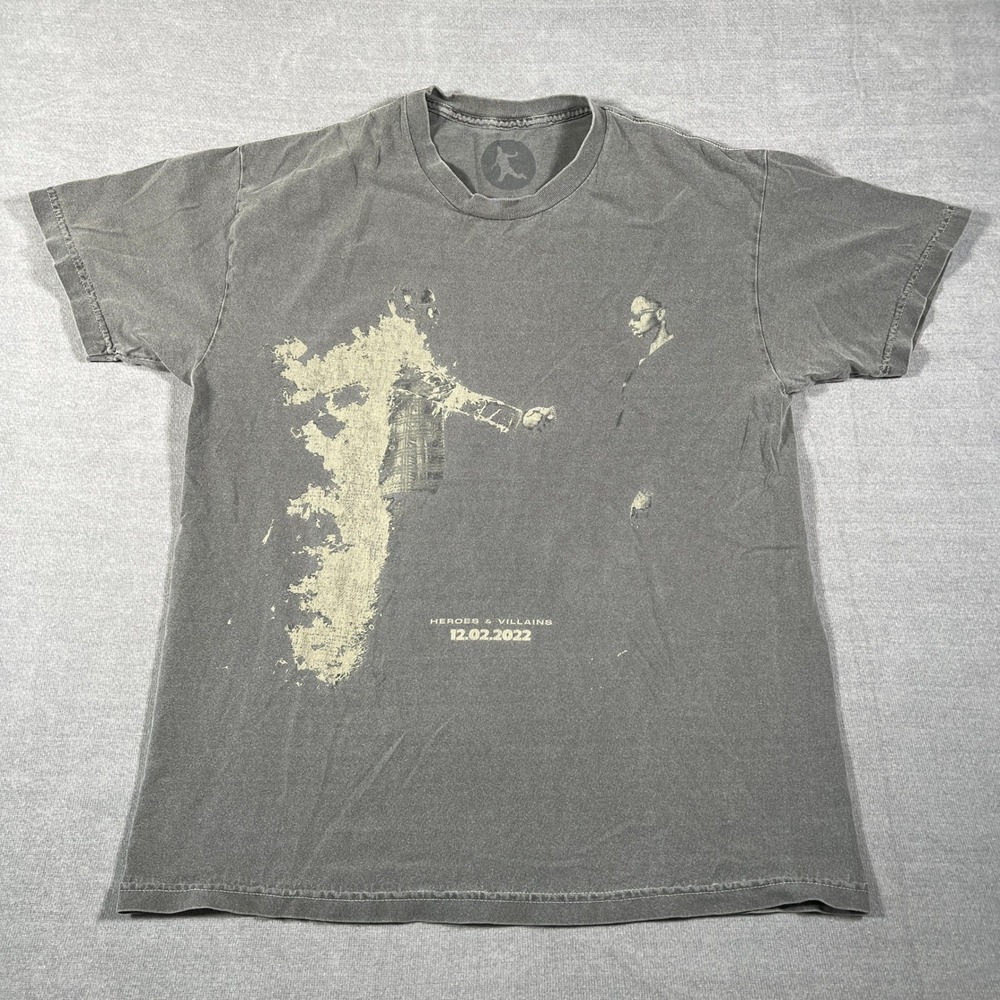 Metro Boomin Heroes & Villains Graphic Tee Crew Neck T-Shirt Mens M Gray Cotton